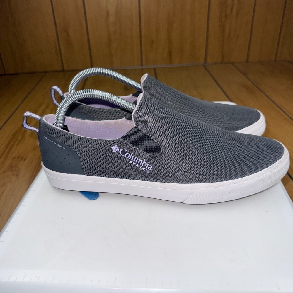Columbia PFG Blood N Guts Womens Gray Purple Slip On Boat Shoes BL4616-053 10